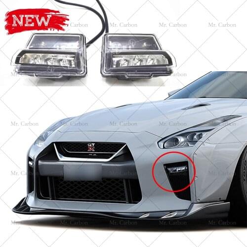 FOR NISSAN R35 GTR MY17 FRONT BUMPER FOG LIGHT TRIM BODY KIT TUNING PART FOR GT-R R35 ABS BUMPER FOG SUN LAMP RACING