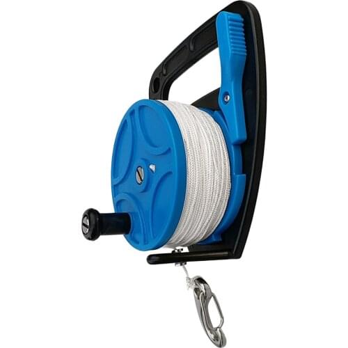 Performance Scuba Diving Wreck Reel & Handle, 272ft Nylon Line, Stainless Steel Spring Hook Clip Gear Equipment
