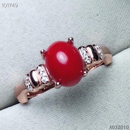 KJJEAXCMY fine jewelry 925 sterling silver inlaid natural red coral new ring popular girls ring support test