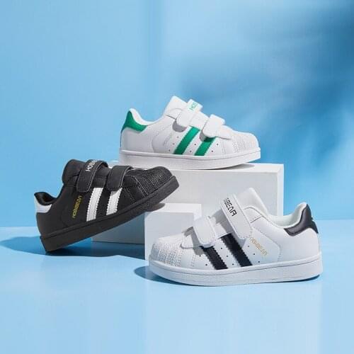 2021 Spring Artificial PU Sneakers Casual Breathable Sports Shoes Boys And Girls Primary School Students White Shoes