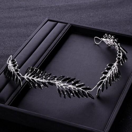 Trendy Bridal Tiara Black Rhinestone Crystal Wedding Headband Bridal Hair Accessories Princess Headwear Wedding Hair Accessories