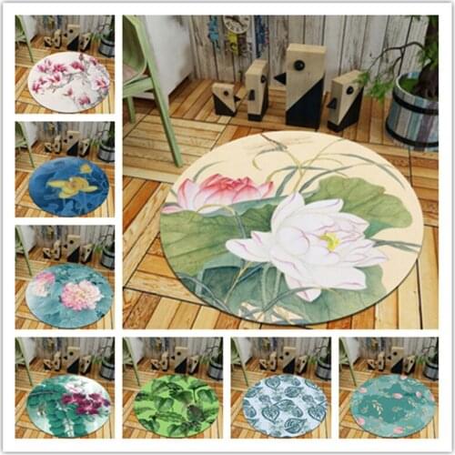 Fashion Flowers Plants Print Round Carpets for Living Room Floor Mat/Rug Bedroom Decor Carpet Kids Room computer chair Mat Rugs