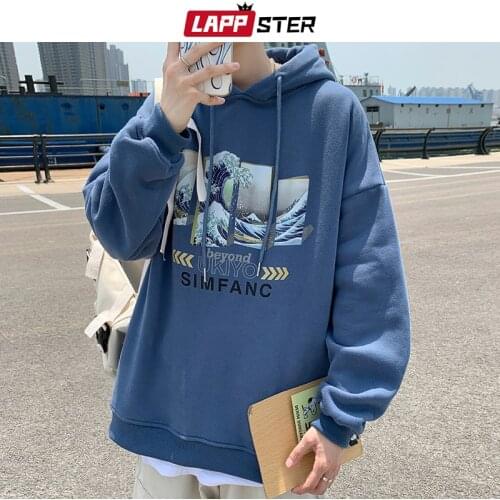 LAPPSTER Men Harajuku Designer Y2k Hooded Hoodies 2021 Mens Japanese Streetwear Vintage Sweatshirts Male Causal Kpop Sweatshirt