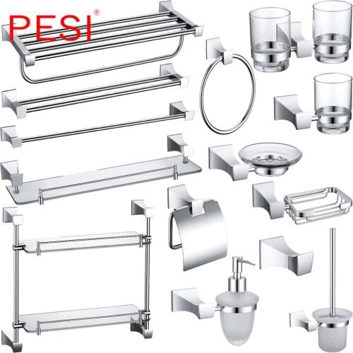Bathroom Accessories Hardware Set Robe Coat Hook Towel Rail Rack Bar Shelf Toilet Paper TissueHolder Toothbrush Holder ,Chrome