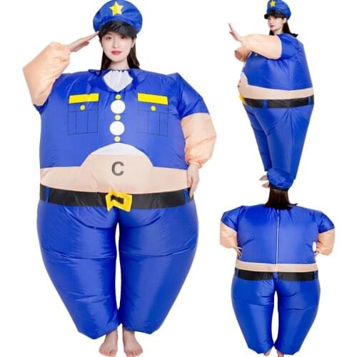 Inflatable Costume White Fat Police I can't breathe Fancy Dress Cosplay Costume For Men Women Cartoon for birthday parties