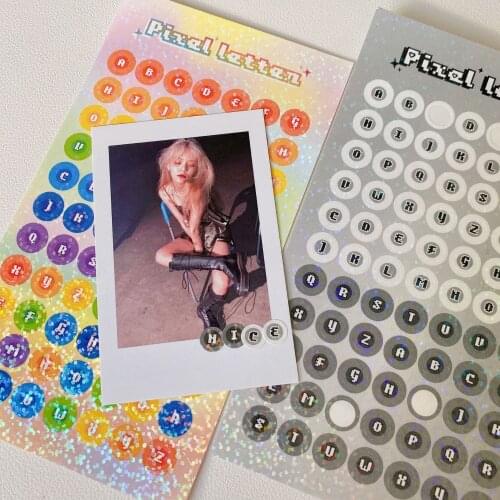 MINKYS New Arrival 2pcs/lot Glittery DIY Letters Photocards Scrapbooking Sticker Laser Decorative Stickers School Stationery