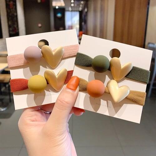 2021 New Women Girls Hair Ropes Elastic Rubber Band Fashion Ponytail Holders Hair Ties Hair Accessories Wholesale Sweet Heart
