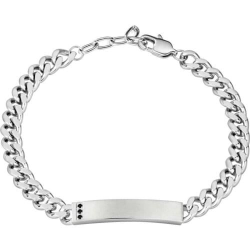 Wholesale Runda Stainless Steel Stone Bracelets Mens Fashion Link Chains Jewelry
