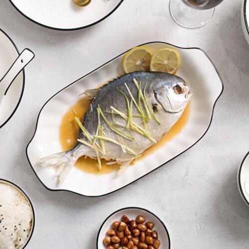 Rectangle Ceramic Dinner Plates Fruit Fish Dish Sushi Plate Tableware Cake Salad Dishes China Plates Dinnerware White