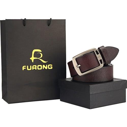 Luxury genuine leather men belt pin buckle mens natural cow skin designer belts with case male cowhide belts hot sale men gifts
