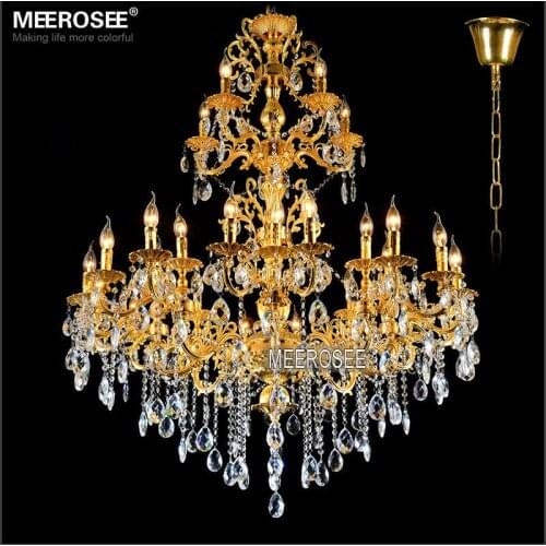 Luxurious Gold Large Crystal Chandelier Lighting Crystal Lustre Light Fixture 29 Arms Hotel hanging lamp luminaire suspendu