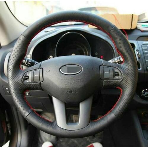 Sewing genuine leather car steering wheel cover For Kia Sportage 3 (2011-2014) Kia Ceed 2010 car accessories interior