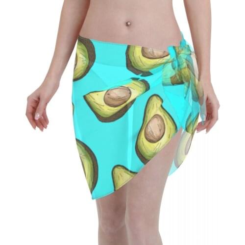 Sexy Women Beach Swimwear Pareo Scarf Cover Up Wrap Kaftan Sarong Beach Wear Recipe Food Avocado Bikinis Cover-Ups Skirts