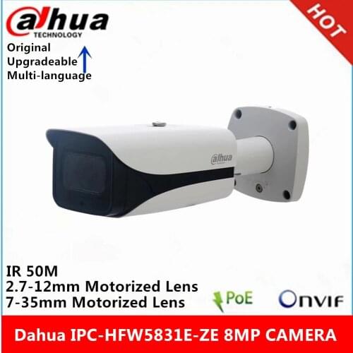 Dahua IPC-HFW5831E-ZE 2.7mm~12mm or IPC-HFW5831E-Z5E 7-35mm varifocal motorized lens 8MP IR50M built-in audio interface
