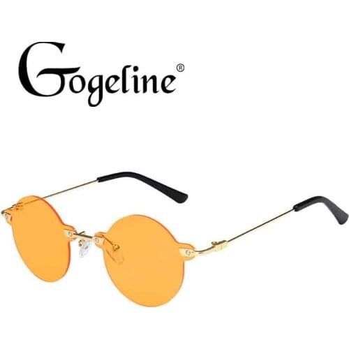 Vintage Rimless Round Sunglasses Women Men UV400 Metal Brand Designer Punk Sun Glasses Steampunk Goggles Black Shades