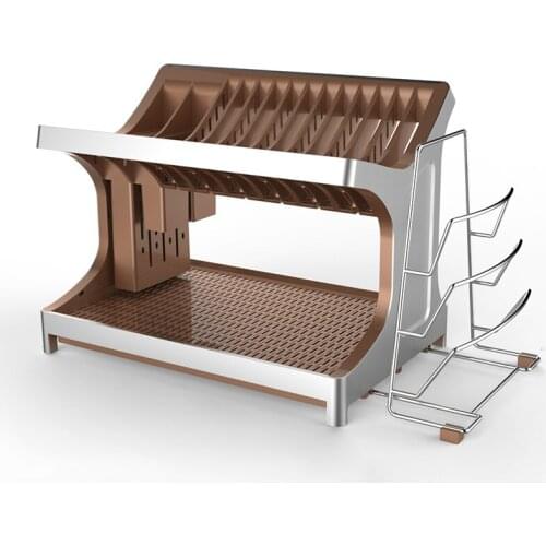 Dish Rack Storage And Putting Rack Chopsticks Knife Multifunctional Kitchen Table Top Storage Rack 2-layer Dish Drying Rack Drai