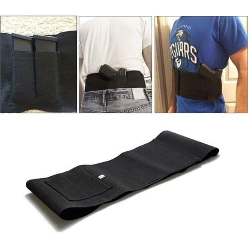 Tactical Adjustable Belly Band Waist Pistol Gun Holster With Double Magazine Pouches