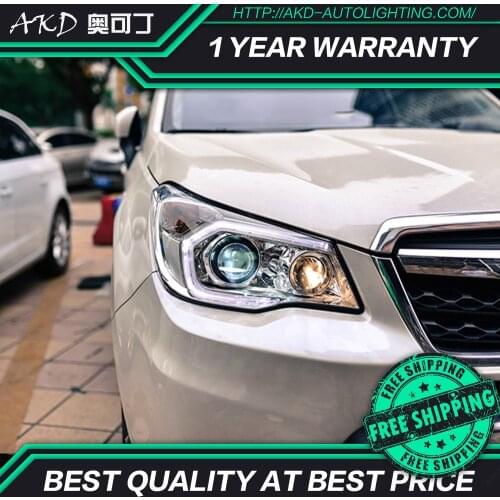 AKD tuning cars Headlight For Subaru Forester 2013 Headlights LED DRL Running lights Bi-Xenon Beam Fog lights angel eyes Auto