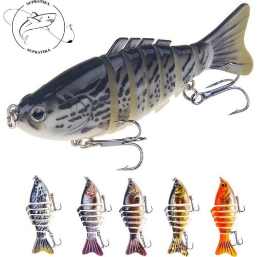 5Pcs/lot 10cm 16g 3D Eyes Wobblers 7 Segments Lifelike Fishing Bait Lures Crankbait Hard Bait With Fishing Hooks