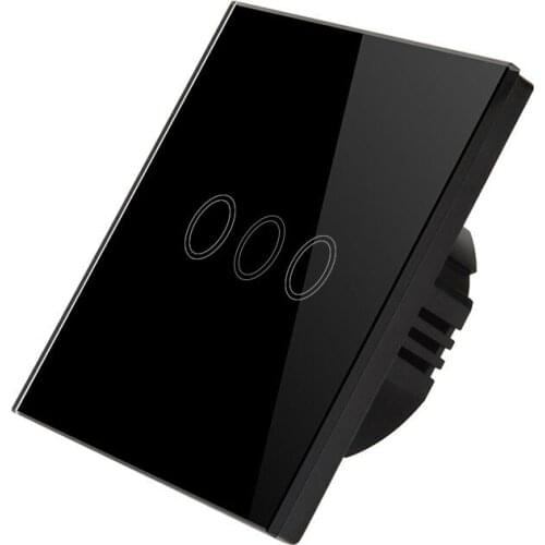 Waterproof 3 Gang LED light Touch Switch AC170-240V EU Standard Sensor Wall lamp Switch Tempered Glass Panel Module Touch Switch