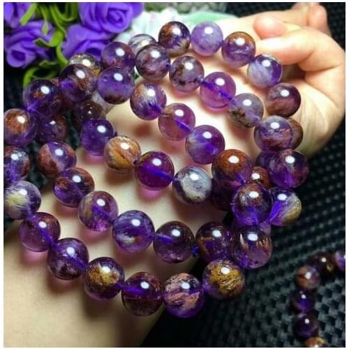Fine jewelry Natural Purple Crystal Bracelet Amethyst Quartz 10mm AAA free shipping