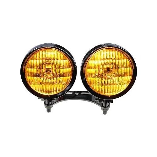 Amber Bottom Mount Dual Metal Headlight Cruiser Chopper Vintage Retro Custom CB