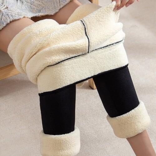 NORMOV Winter Plus Velvet Pants Women Warm Super-Thick High Waist Leggings High Stretch Lamb Cashmere Casual Trousers Women