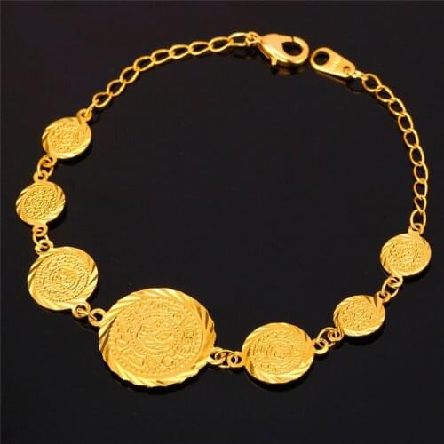Kpop Ancient Coin Bracelets Woman Gold Color Jewelry Vintage New Bracelets Eye-Catching Party For Women Accessories H210