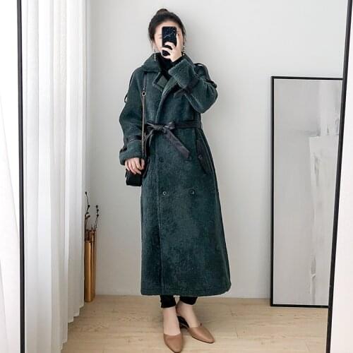 Genuine Wool Fur Coat Long Korean Female Jacket Thicken Warm Coats and Jackets 2020 Sheep Shearing Coat Ropa Para Mujer Zjt649