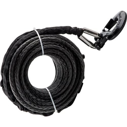 1PC 100FT Synthetic Winch Rope 5000LBS Winch Line Cable Rope w/Steel Hook for 4WD Protective sleeve on both ends Heavy-Duty Hook