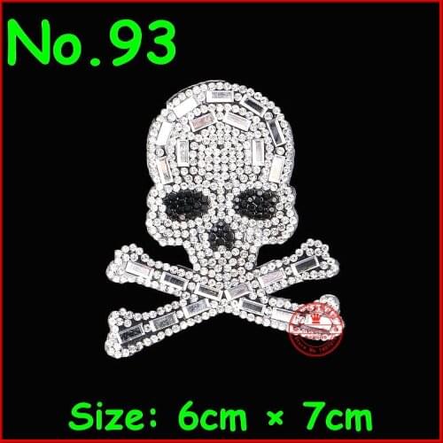 1 Pcs/Lot Cool Skull Hot Fix Rhinestone Motif Iron On Crystal Patch For Women Girl Kid T shirt Wedding Dress Clothes DIY Garment