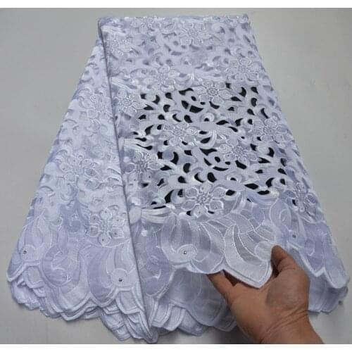 100% Cotton Deluxe Design Swiss Voile Lace In Switzerland With Stones African Dry Lace Fabric High Quality Nigerian For Wedding