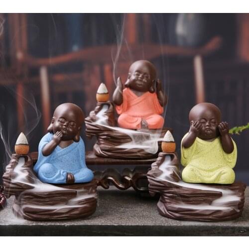100Pc Natural Incense Cones Or The Little Monk Ceramics Backflow Incense Burner Keep A Good Mood Use In The Home Office Teahouse