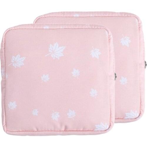 2xSanitary Napkin Bag Purse Holder Organizer Storage Bags &Zipper Traveling Pink
