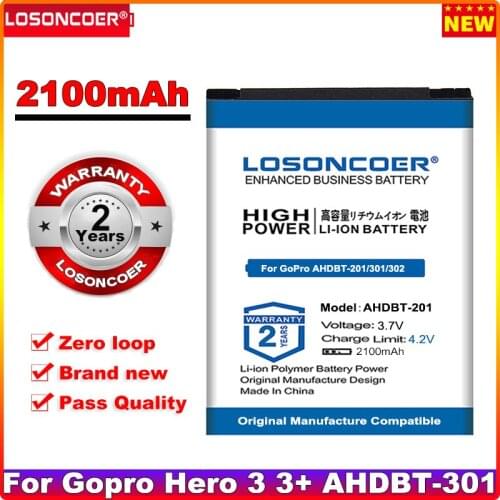2100mAh AHDBT-201/301 Camera Battery For Gopro Hero 3 3+ Battery ahdbt 301 201 Batterie 1600mAh for go pro 3 AHDBT-201/AHDBT-301