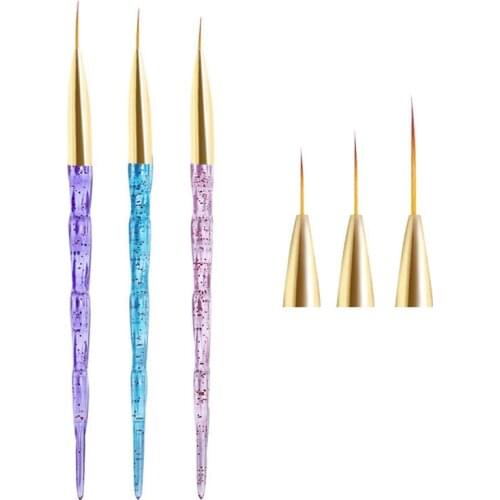 3Pcs Nail Art Liner Drawing Pen Acrylic Stripe Nail Art Liner Brush DIY Gel Grid Line Stripes Painting Pen Handle Manicure Tools