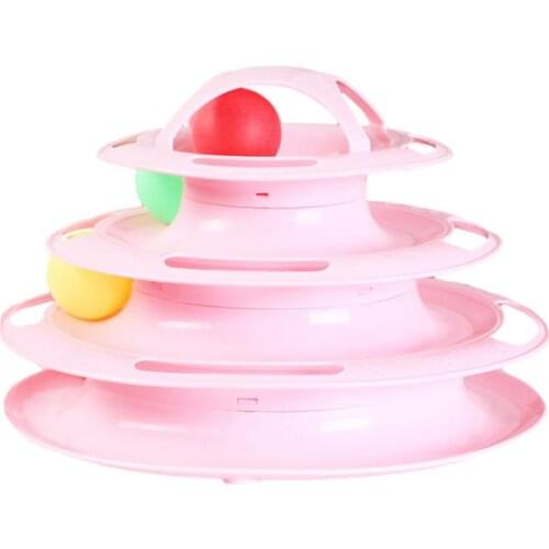 4 Levels Tracks Cat Toys Interactive Cat Moving Balls Tower Track Non-Slip Sponge Pad Cat Turntable Toy Disc tumbler #W0
