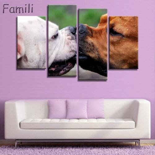 4pcs Wall Art Canvas Prints Canvas Painting Dog Posters and Prints Nordic Decorative Pictures Modern Home Decor for Living Room