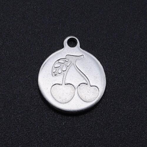 5pcs/lot 100% Stainless Steel Cherry DIY Charm Pendant Wholesale Jewelry Making Charms Bracelet Making Charms Accept OEM Order