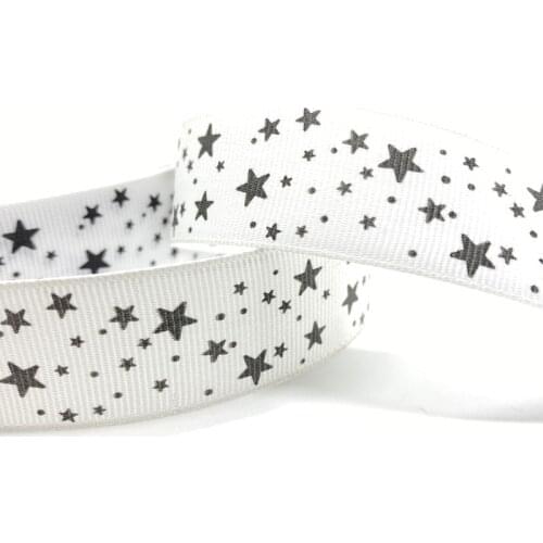 5yards 1" 25MM Grosgrain Ribbon Printed Stars for Christmas Wedding Decoration DIY Sewing Handmand Craft Accessories #01