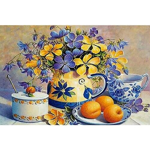A13682 11CT/14CT/18CT/25CT/28CT Oil tea patterns Counted Cross Stitch DIY Cross Stitch Kits Embroidery Needlework Sets