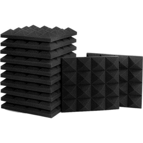 12 Pcs Acoustic Foam Panel, Sound Insulation Treatment Studio Wall Liner Sound-Absorbing Fireproof Pyramid Wall Panel