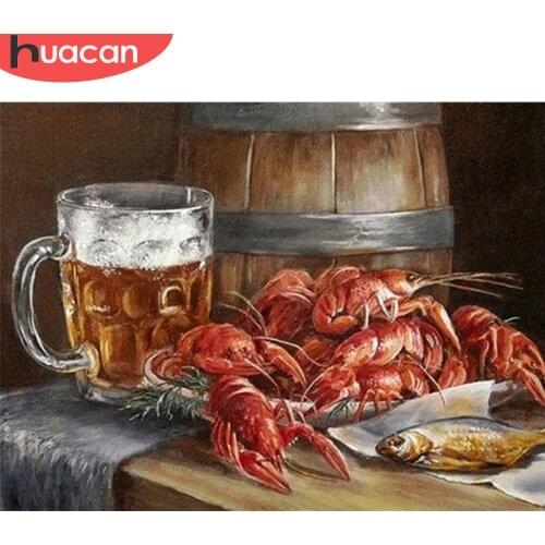 HUACAN Full Square/Round Drill 5d Diamond Painting Beer DIY Diamond Embroidery Landscape Mosaic Food Handicraft Wall Art
