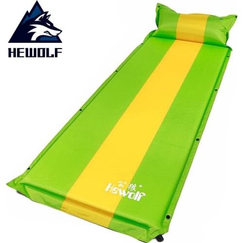 Hewolf 1-2 person Automatic Inflatable Camping Mat with Air Pillow Splicable outdoor Hiking Travel Fishing Tents mattress