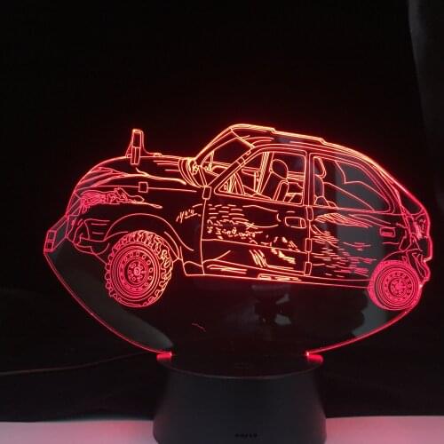 Car Series Car Pattern 3D LED Lamp 7 Color Changes With Remote Control Black Base Visual Illusion Night Light for Home Decor