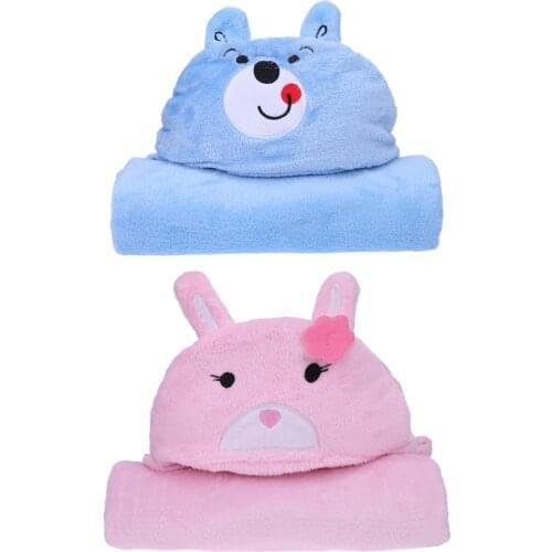 Lovely Baby Bath Towel Cartoon Animal Soft Cape Hooded Blanket Bathrobe Cartoon Animal Flannel Quick-Drying Soft Cape Hooded Bla