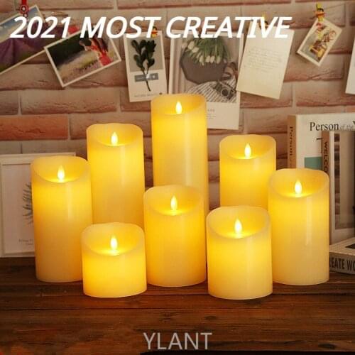 YLANT Flameless LED Candle Light Real Paraffin Wax Pillars with Realistic Swing Flames for Birthday/Wedding /Christmas Decor