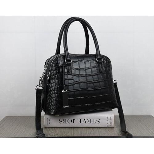 Big bag 2021 new womens bag leather Boston cowhide bag fashionable Korean fashion versatile handbag womens bag