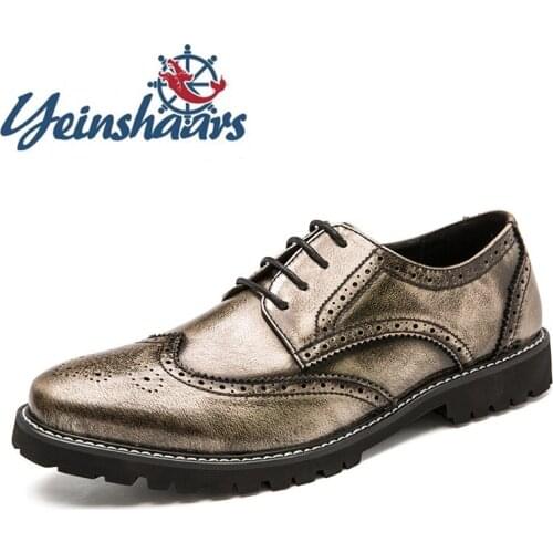 Retro Brogue Mens Dress Shoes Formal Wedding Casual Leather Shoes Men Business Office Man Flats British Style Oxfords For Male