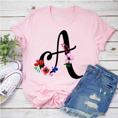 Camiseta con estampado de letras para mujer, remera Harajuku de manga corta con cuello redondo, ropa para chica